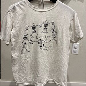 White Graphic Skeletons Dancing T-Shirt 100% cotton